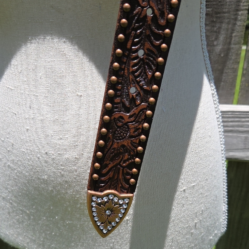 Angel Ranch Brown Embellished Women's Belt - Picture 3 of 10